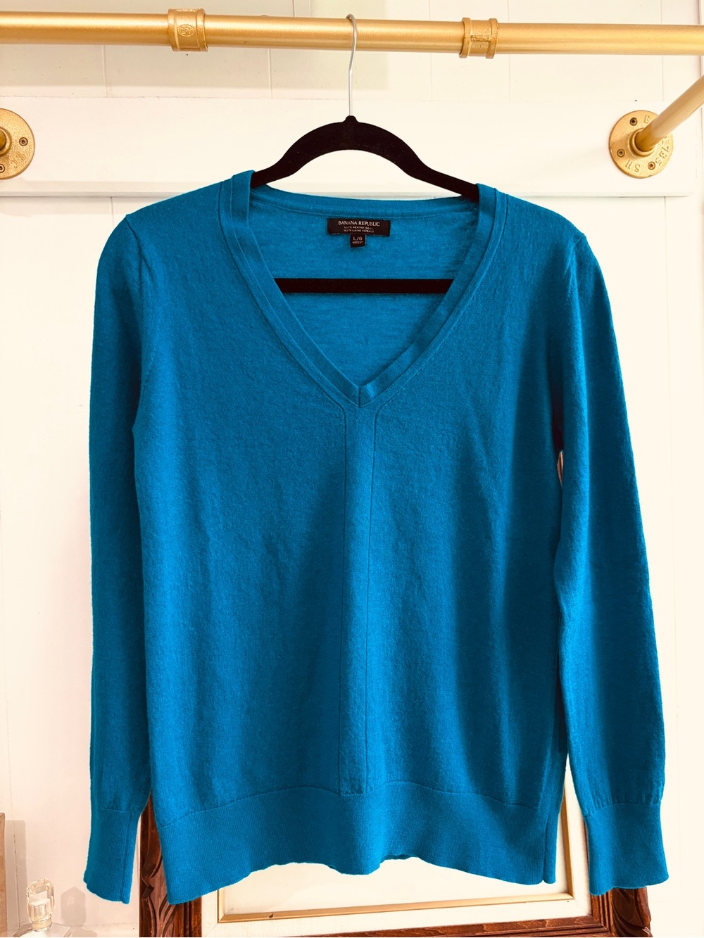 Banana Republic 100% Merino Wool Teal Blue  Sweater Shirt Women’s Medium / Large